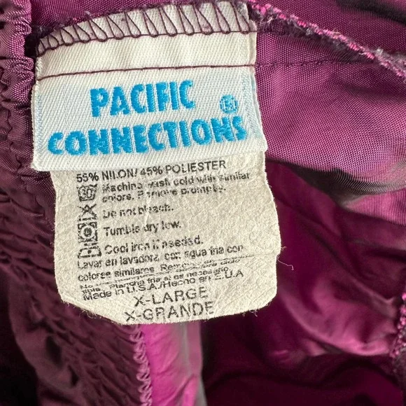 Vintage 90s Shiny Purple Nylon Running Athletic Shorts Pacific Connections XL - Picture 7 of 8
